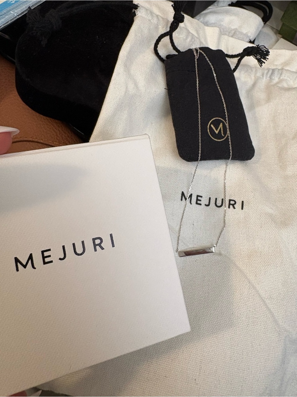 Mejuri White Gold Bar Pendant Necklace